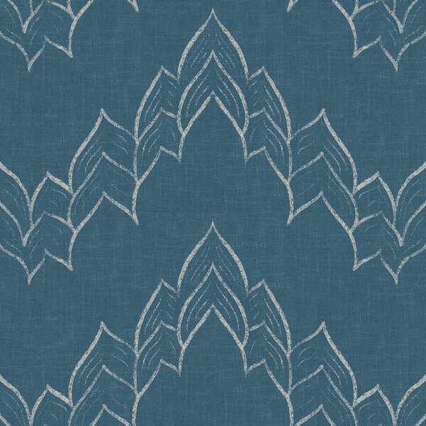 FUGU Moderní tapeta s listovým ornamentem – Calm Stitch Blue Materiál: Digitální eko vlies - klasická tapeta nesamolepicí