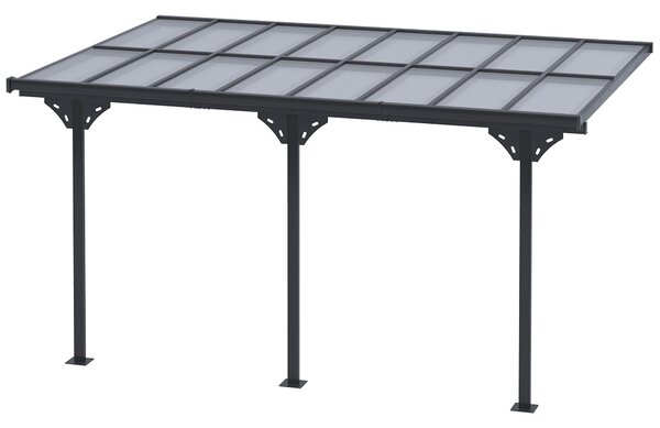 Outsunny Pergola Zahradní Altán 4 x 3 m Sada Stanu S Nastavitelnou Výškou, Slunečník, Kryt Terasy, Hliníkový, Šedý | Aosom