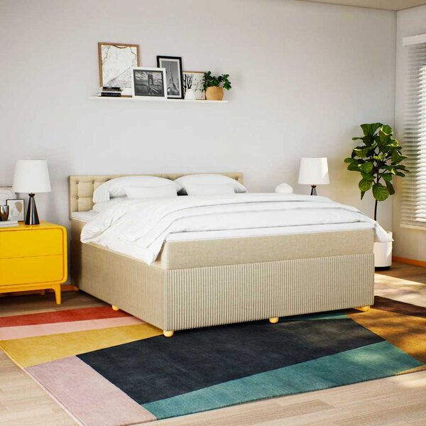 Box spring postel s matrací krémová 180x200 cm textil 3287554