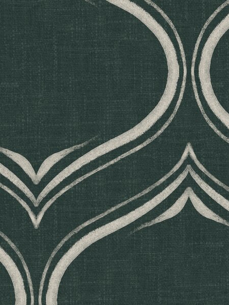 FUGU Elegantní tapeta s obloukovým ornamentem – Sleeping Ogees Dark Green Materiál: Digitální eko vlies - klasická tapeta nesamolepicí