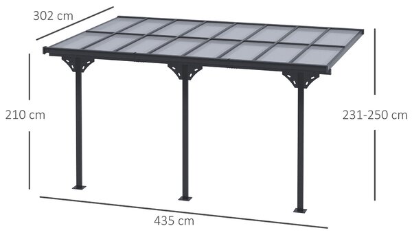 Outsunny Pergola Zahradní Altán 4 x 3 m Sada Stanu S Nastavitelnou Výškou, Slunečník, Kryt Terasy, Hliníkový, Šedý | Aosom