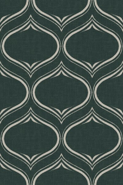 FUGU Elegantní tapeta s obloukovým ornamentem – Sleeping Ogees Dark Green Materiál: Digitální eko vlies - klasická tapeta nesamolepicí