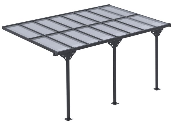 Outsunny Pergola Zahradní Altán 4 x 3 m Sada Stanu S Nastavitelnou Výškou, Slunečník, Kryt Terasy, Hliníkový, Šedý | Aosom