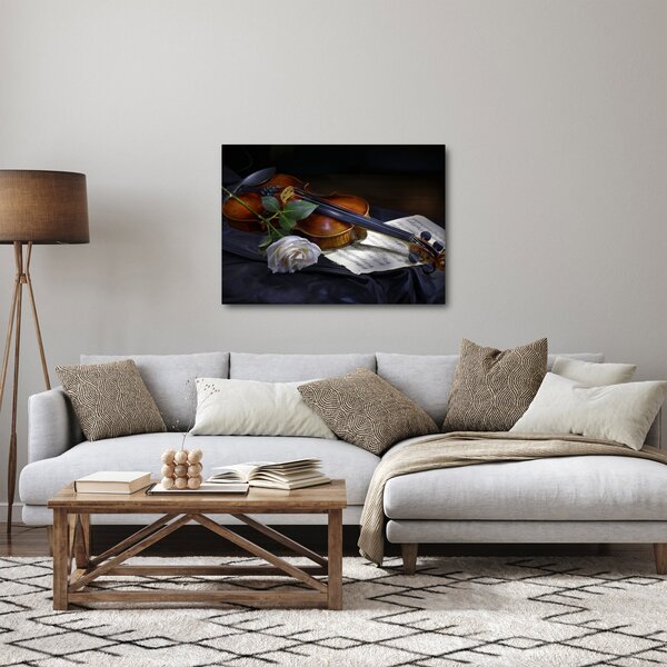 Obraz - Růže a housle (70x50 cm)