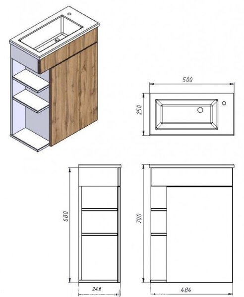 Lavedo Amadeo White 50 koupelnová skříňka s umyvadlem