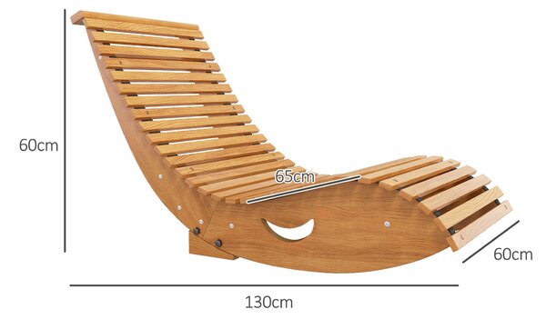 Houpací křeslo Outsunny, Dřevěné houpací lehátko, Zahradní lehátko, Ergonomické houpací křeslo s tvarem S, Ochrana proti naklonění, nosnost až 120 kg