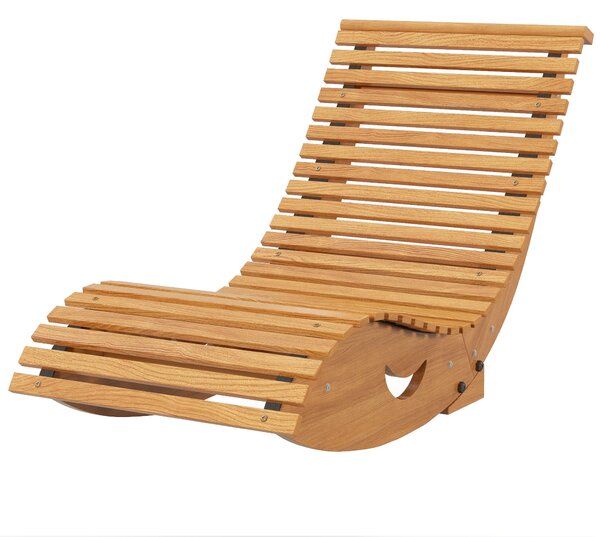 Houpací křeslo Outsunny, Dřevěné houpací lehátko, Zahradní lehátko, Ergonomické houpací křeslo s tvarem S, Ochrana proti naklonění, nosnost až 120 kg