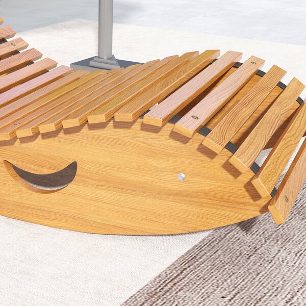 Houpací křeslo Outsunny, Dřevěné houpací lehátko, Zahradní lehátko, Ergonomické houpací křeslo s tvarem S, Ochrana proti naklonění, nosnost až 120 kg