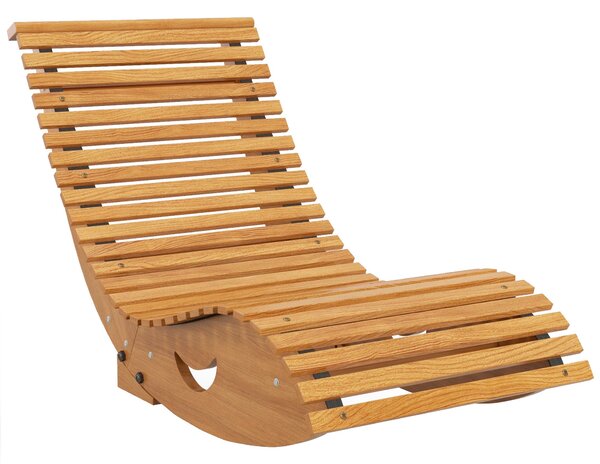 Houpací křeslo Outsunny, Dřevěné houpací lehátko, Zahradní lehátko, Ergonomické houpací křeslo s tvarem S, Ochrana proti naklonění, nosnost až 120 kg