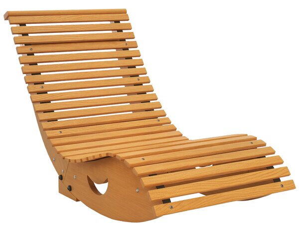 Houpací křeslo Outsunny, Dřevěné houpací lehátko, Zahradní lehátko, Ergonomické houpací křeslo s tvarem S, Ochrana proti naklonění, nosnost až 120 kg