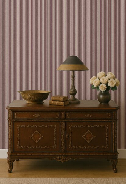 FUGU Romantická pruhovaná tapeta – Fine Stripes Dusty Rose Materiál: Digitální eko vlies - klasická tapeta nesamolepicí