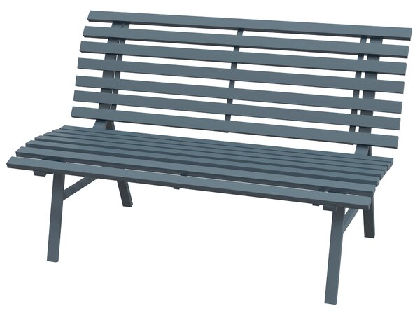 Outsunny 2-místná hliníková zahradní lavička, odolná vůči povětrnostním vlivům, nábytek odolný UV záření se slatkovým designem, parková lavička s nosn