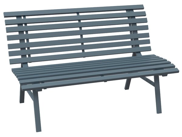 Outsunny 2-místná hliníková zahradní lavička, odolná vůči povětrnostním vlivům, nábytek odolný UV záření se slatkovým designem, parková lavička s nosn