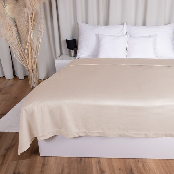 Biante Sametový přehoz na postel Velvet Premium SVP-020 Béžový 140x200 cm