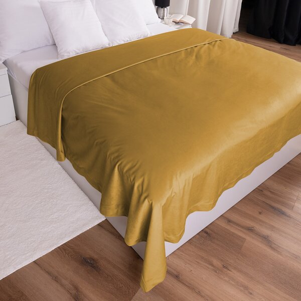 Biante Sametový přehoz na postel Velvet Premium SVP-009 Hořčicový 140x200 cm