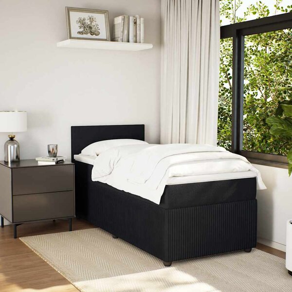 Box spring postel s matrací černá 80 x 200 cm samet 3287586