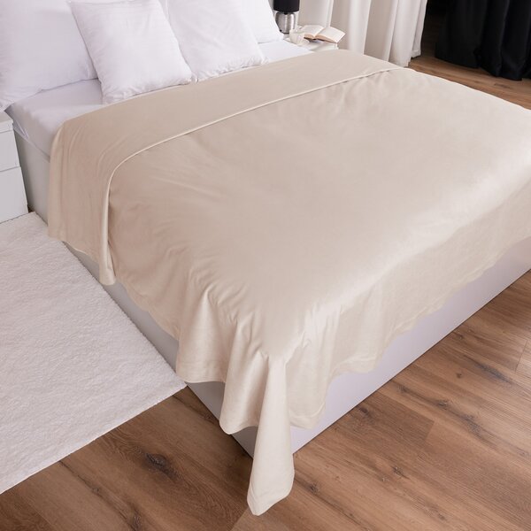 Biante Sametový přehoz na postel Velvet Premium SVP-020 Béžový 140x200 cm