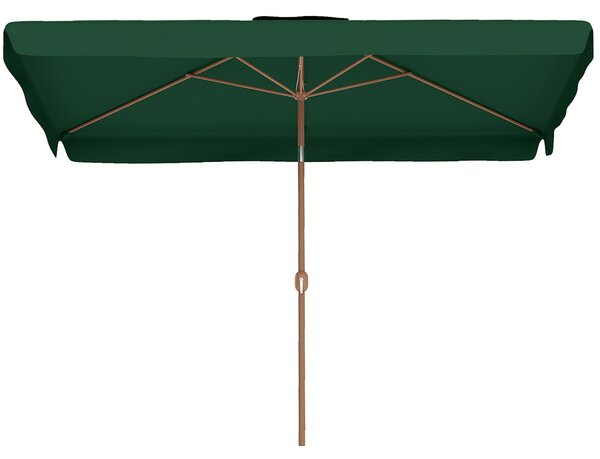 Outsunny Zahradní Slunečník 300x200 cm s Nastavitelným Úhlem, Hliníkovou Tyčí a UV ochranou 50+ pro Terasu a Zahradu Tmavě Zelená | Aosom
