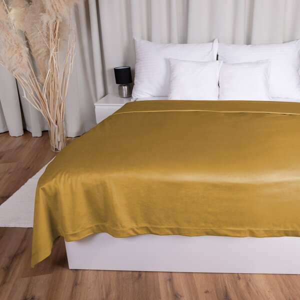 Biante Sametový přehoz na postel Velvet Premium SVP-009 Hořčicový 140x200 cm