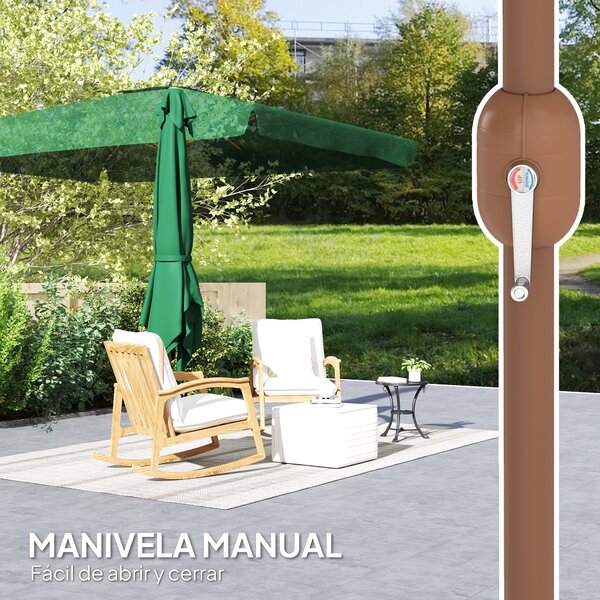 Outsunny Zahradní Slunečník 300x200 cm s Nastavitelným Úhlem, Hliníkovou Tyčí a UV ochranou 50+ pro Terasu a Zahradu Tmavě Zelená | Aosom