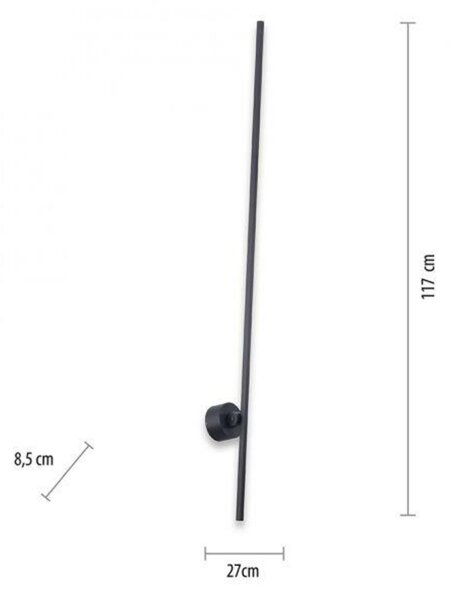 PAUL NEUHAUS PURE GRAFO LED nástěnné svítidlo, černá, úzké, nastavitelné, 110cm 3000K
