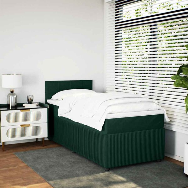 Box spring postel s matrací tmavě zelená 80 x 200 cm samet 3287593