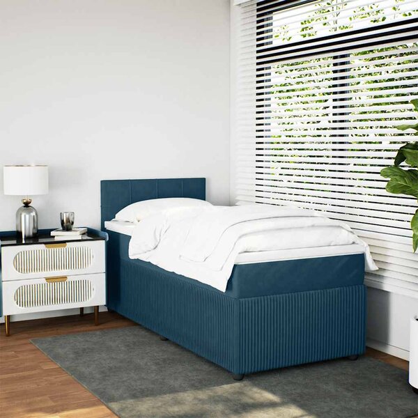 Box spring postel s matrací modrá 80 x 200 cm samet 3287594