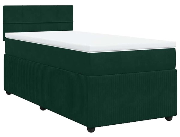 Box spring postel s matrací tmavě zelená 80 x 200 cm samet 3287593