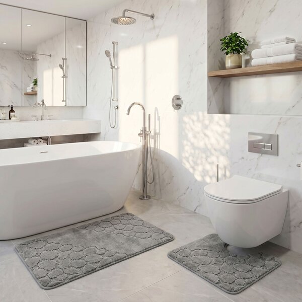 Kvalitex Koupelnová a WC předložka kamínky šedé SADA 60 x 100 cm + 60 x 50 cm