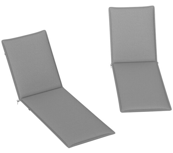 Outsunny Sada 2 Polštářů pro Skládací Lehátka Zahradní Lehátka Matrace Venku 193x58x6 cm s UV Ochrannou a Voděodolnými Šedými Popruhy | Aosom