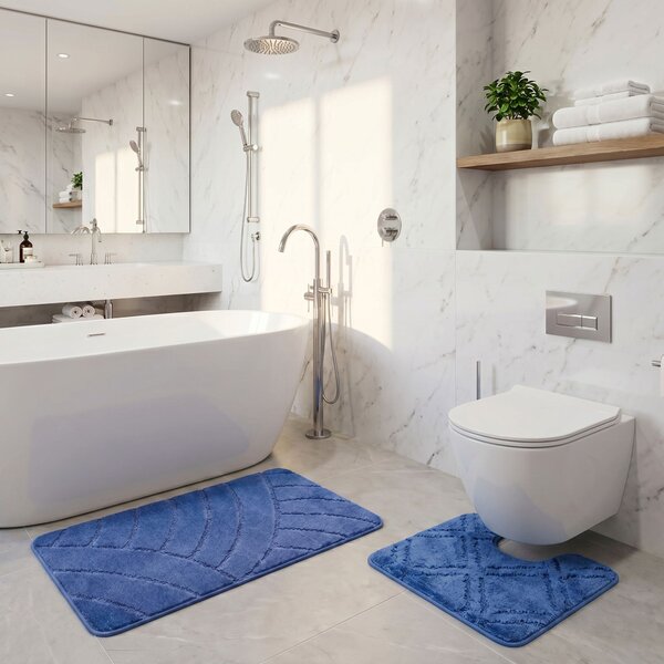 Kvalitex Koupelnová a WC předložka kosočtverce modré SADA 60 x 100 cm + 60 x 50 cm