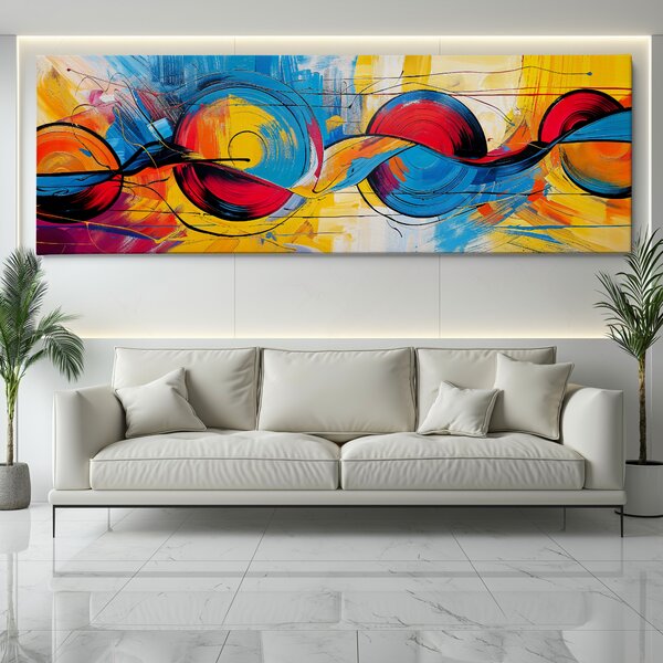 Obraz na plátně - Vinylovými vlnami FeelHappy.cz Velikost obrazu (šířka x výška): 60 x 20 cm