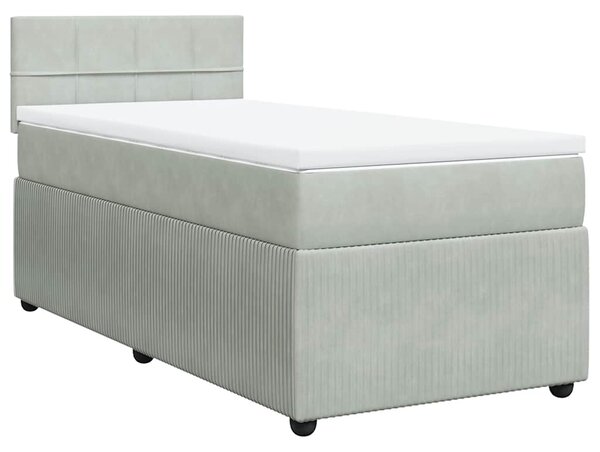 Box spring postel s matrací světle šedá 90x200 cm samet 3287650