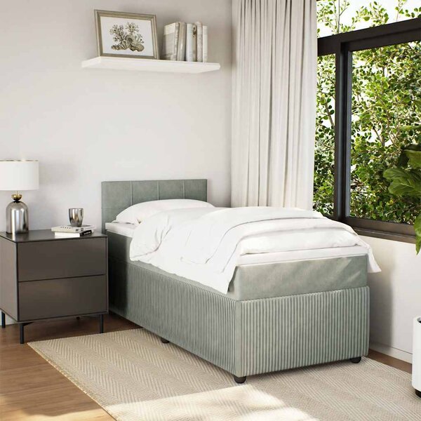 Box spring postel s matrací světle šedá 90x200 cm samet 3287650