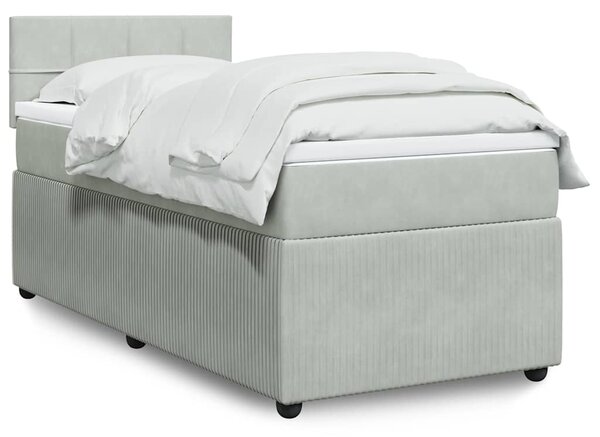 Box spring postel s matrací světle šedá 90x200 cm samet 3287650