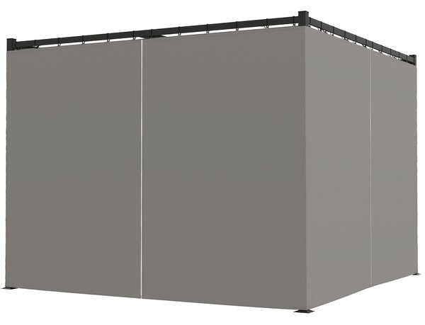 Outsunny skleněná Pergola se Stahovací Střechou 3x3 m se Sidelními Stěnami Voděodolný Polyesterový Kryt pro Zahradní Terasu | Aosom