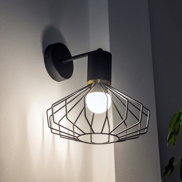Nástěnná lampa SOLANO 1xE27/15W/230V černá/zlatá
