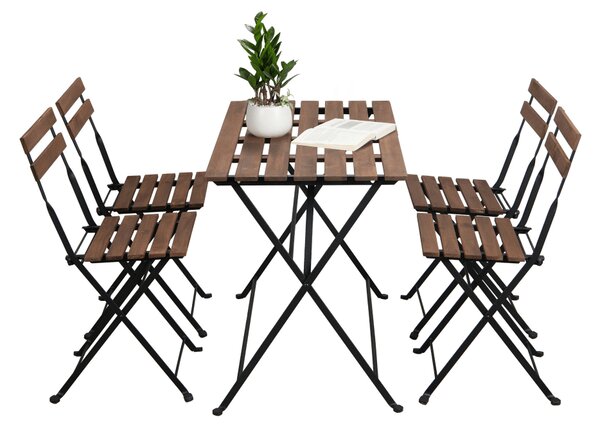 KONDELA Zahradní set 1+4, akácie/černá, SEDAN TYP 2