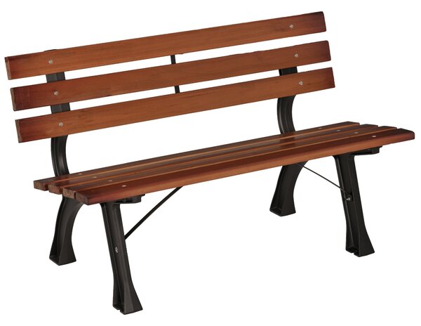 Zahradní lavice Outsunny pro 2 osoby v hliníku a dřevěných latích, rozměry 120L x 57W x 70H cm | Aosom