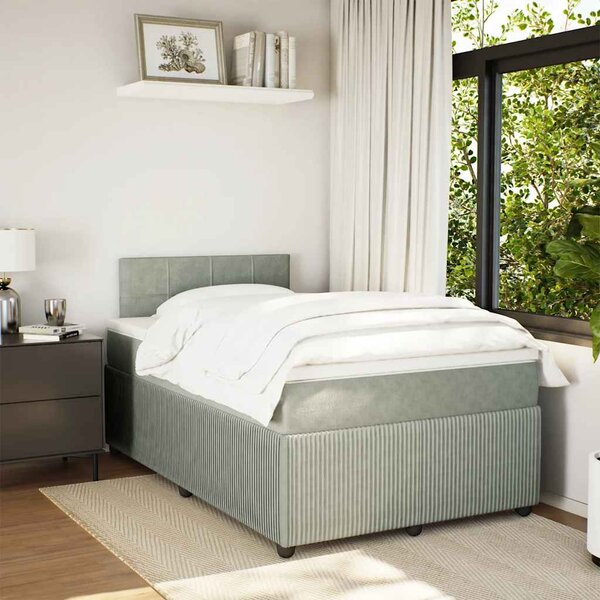 Box spring postel s matrací světle šedá 120x190 cm samet 3287686