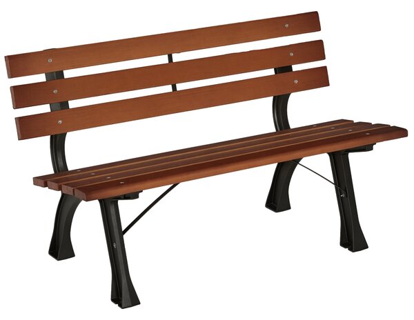 Zahradní lavice Outsunny pro 2 osoby v hliníku a dřevěných latích, rozměry 120L x 57W x 70H cm | Aosom