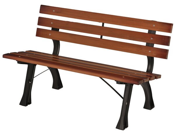 Zahradní lavice Outsunny pro 2 osoby v hliníku a dřevěných latích, rozměry 120L x 57W x 70H cm | Aosom