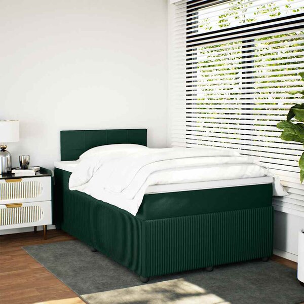 Box spring postel s matrací tmavě zelená 120x190 cm samet 3287689