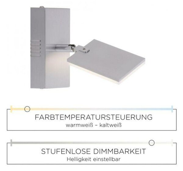 PAUL NEUHAUS PURE-MIRA LED nástěnné svítidlo stmívatelné CCT 2700-5000K hliník 9353-95