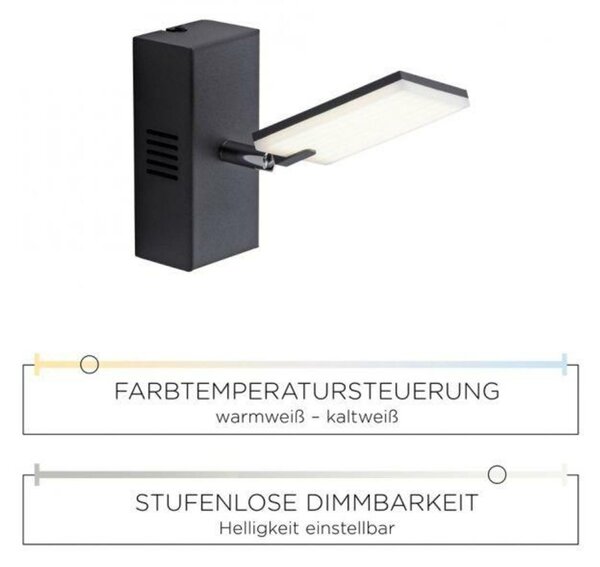 PAUL NEUHAUS PURE-MIRA LED nástěnné svítidlo stmívatelné CCT 2700-5000K černá perleť 9353-18