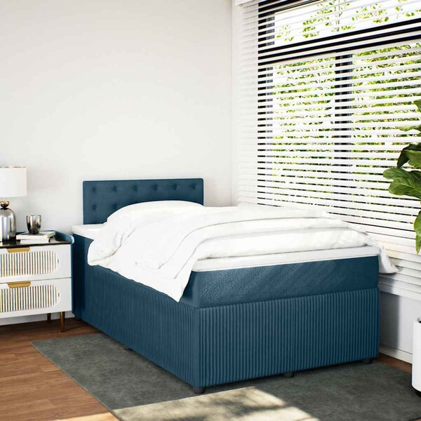 Box spring postel s matrací modrá 120 x 190 cm samet 3287702