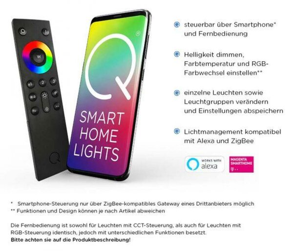 VÝPRODEJ VZORKU PAUL NEUHAUS Q-AMIN, LED venkovní nástěnné svítidlo, Smart Home RGB+2700K PN 9700-13