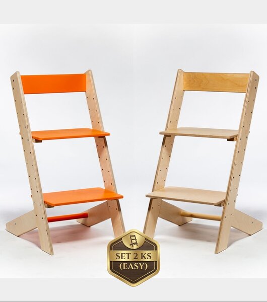 Lucas Wood Style - rostoucí židle EASY LINE zvýhodněný set 2 ks - oranžová + přírodní