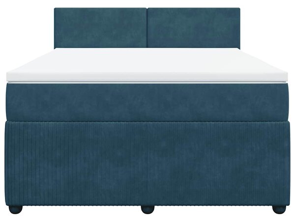 Box spring postel s matrací modrá 140 x 190 cm samet 3287732