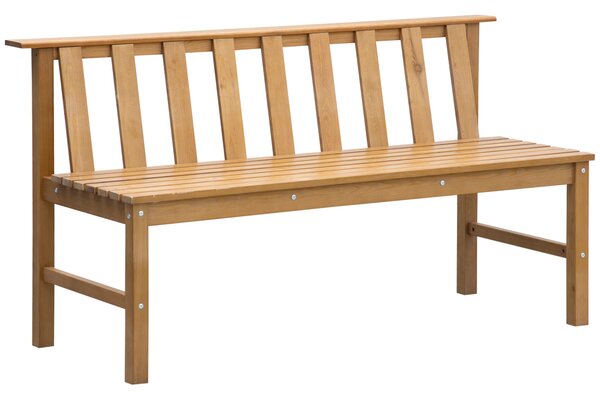 Outsunny Zahradní Lavice pro 3 Osoby, Dřevěná Lavice se Štěrbinovým Opěradlem na Terasu, Balkon, Zatížení 360 kg, 144x60x77 cm, Přírodní | Aosom